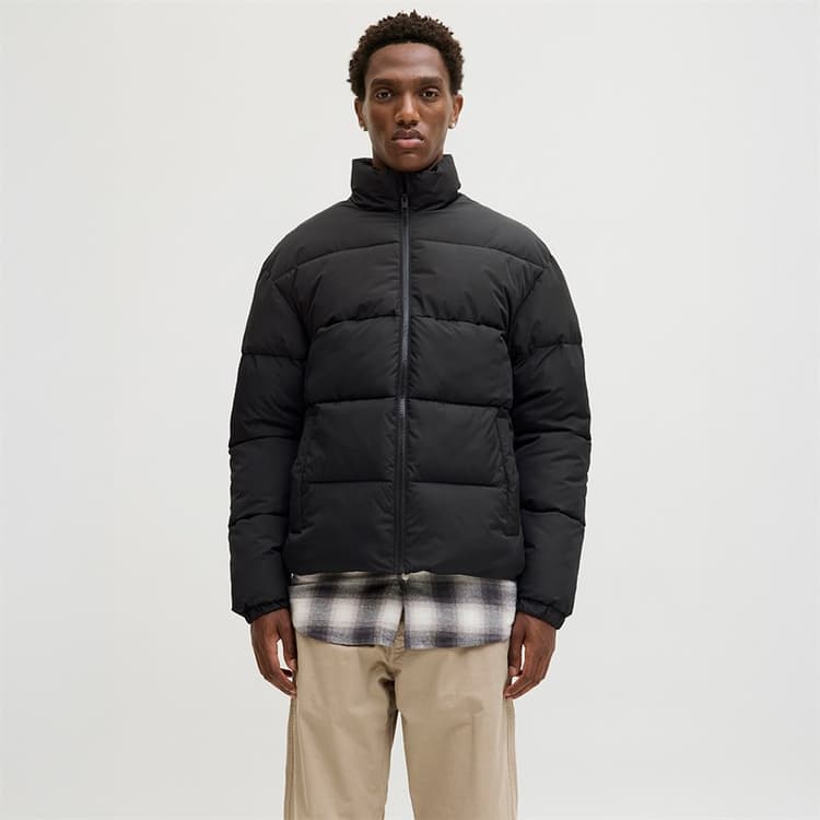 JACK & JONES Heren Maze Puffer Kraag Jas Zwart