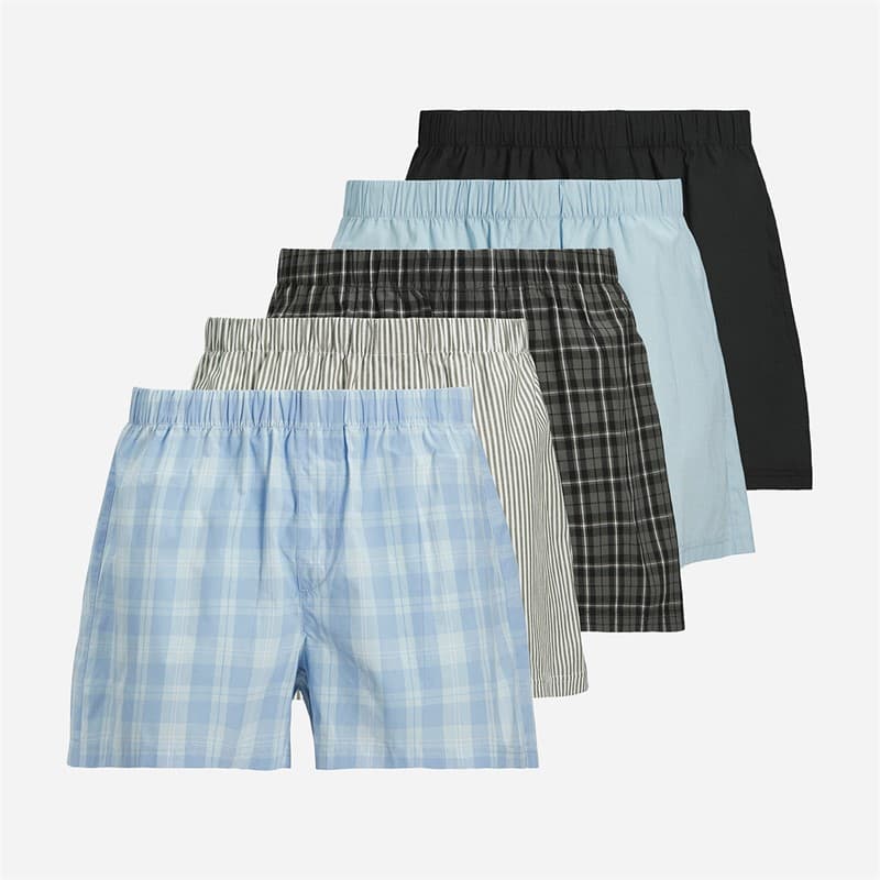 JACK & JONES Heren Vijf Pack Boxers Poppy Seed Black/Chambray Blue/Skyway/Dusty Olive - Afbeelding 1