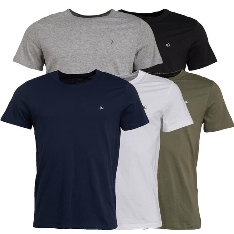 JACK & JONES Herenshirts JXJ 5-pack Navy/Wit/Grijs/Kaki/Zwart