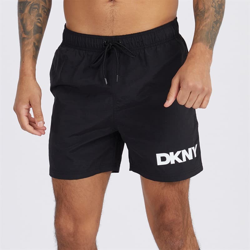 DKNY Heren Kastos Solid Zwemshorts Zwart - Afbeelding 1