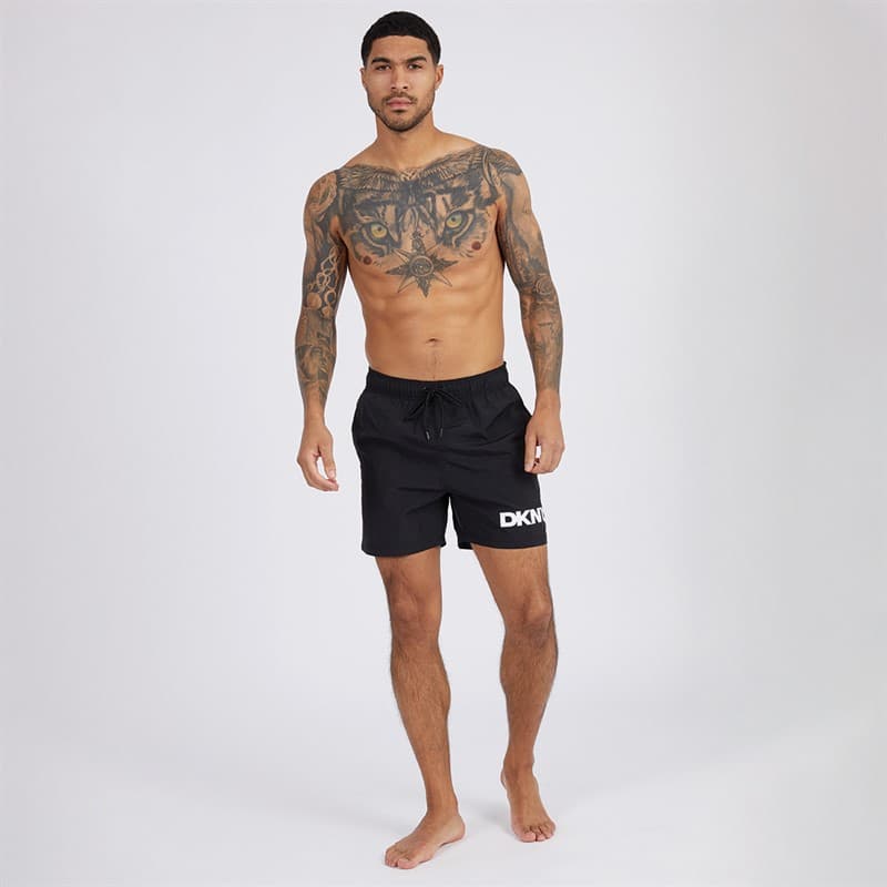 DKNY Heren Kastos Solid Zwemshorts Zwart - Afbeelding 3