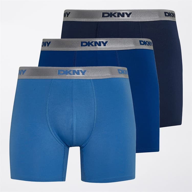 DKNY Heren Conway Drie Pack Medium Boxer Trunks Navy/Blauw