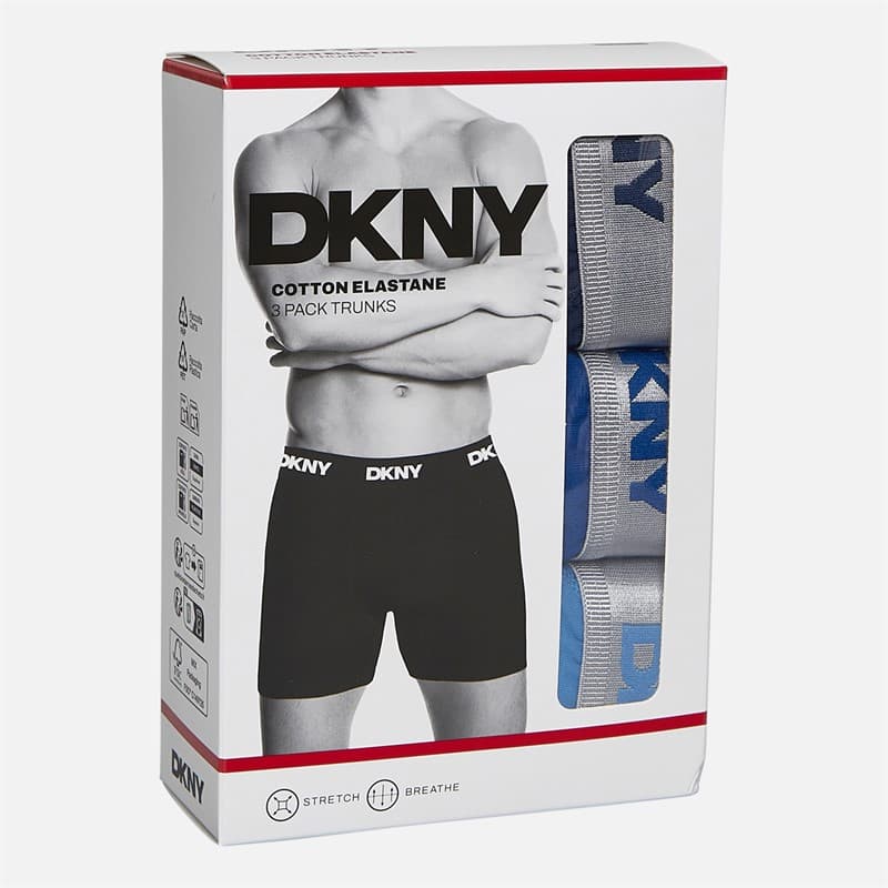 DKNY Heren Conway Drie Pack Medium Boxer Trunks Navy/Blauw - Afbeelding 2