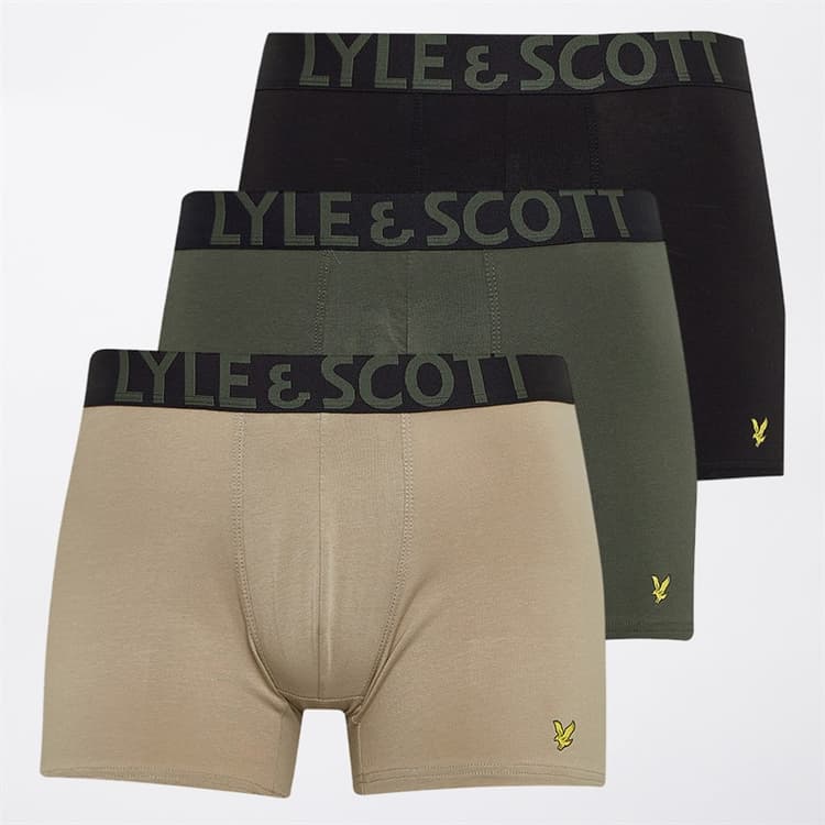 Lyle And Scott Vintage Heren Daniel Drie Pak Boxershorts Zilver Salie/Klimop/Zwart