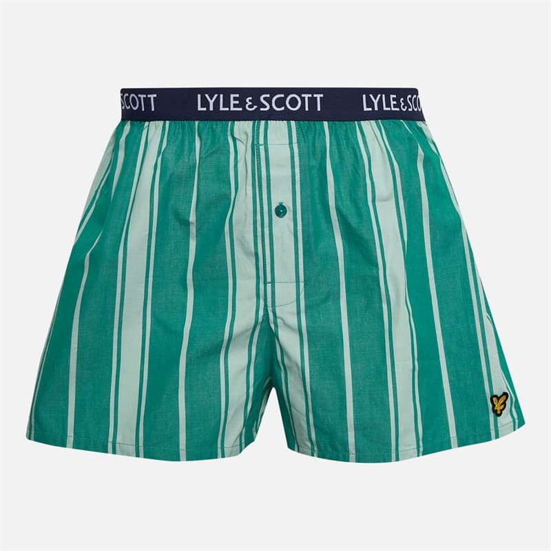 Lyle And Scott Vintage Heren Lenny Drie Pack Boxers Cadmium Groen/Jade Streep/Peacoat/Cadmium Groen Gingham Cadmium Green & Jade Stripe/Peacoat/Cadmium Green Gingham - Afbeelding 3