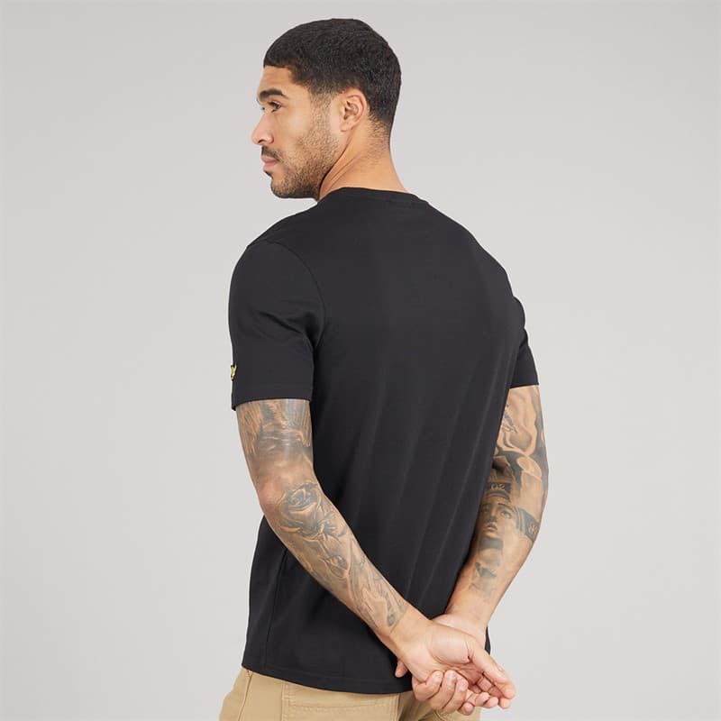 Lyle And Scott Vintage Heren Sporty Distel Grafisch T-shirt X779 Jet Black/Now Blue - Afbeelding 2