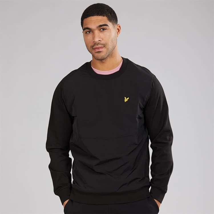 Lyle And Scott Vintage Heren half raglan hybride sweatshirt Z865 Jet Black