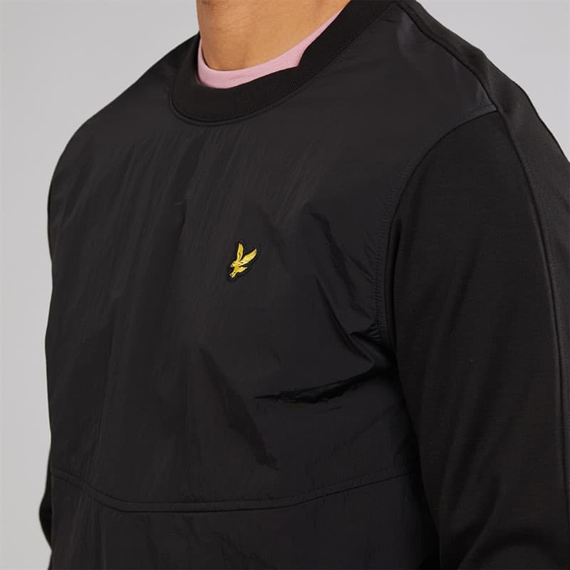 Lyle And Scott Vintage Heren half raglan hybride sweatshirt Z865 Jet Black - Afbeelding 3