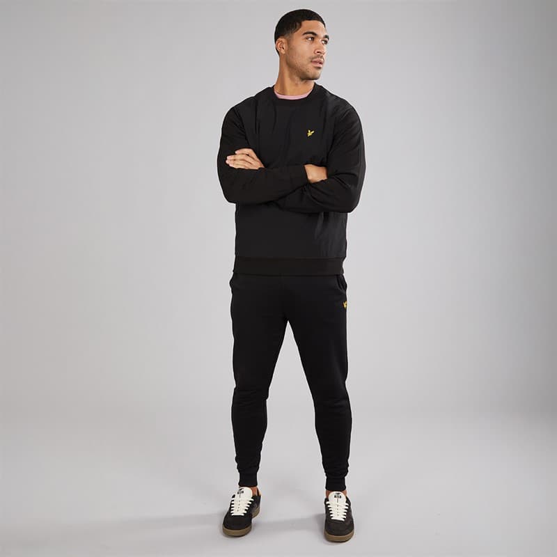 Lyle And Scott Vintage Heren half raglan hybride sweatshirt Z865 Jet Black - Afbeelding 4