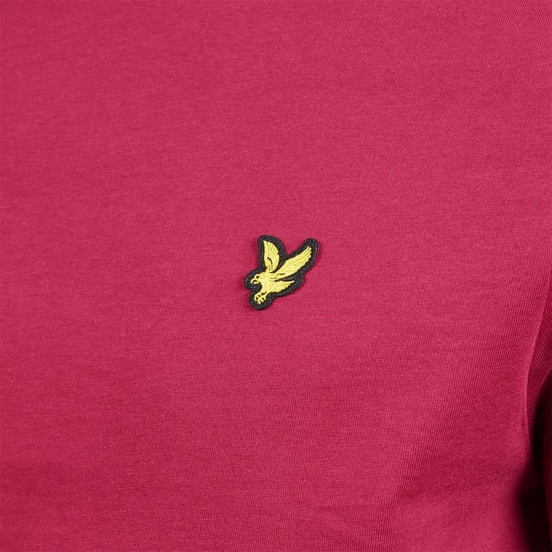 Lyle And Scott Vintage Heren Middengewicht Katoenen T-shirt Rich Burgundy - Afbeelding 3