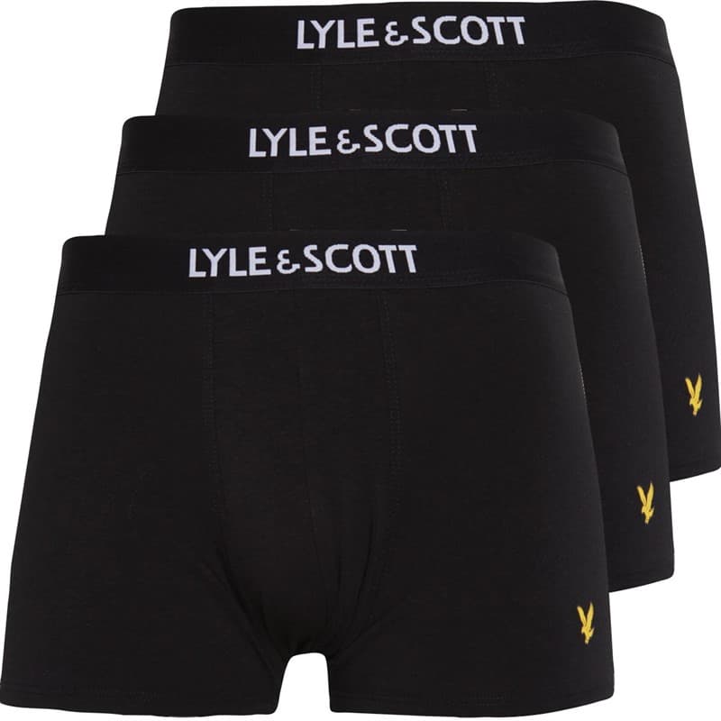 Lyle And Scott Vintage Heren Nathan Drie Pak Boxer Trunks Zwart - Afbeelding 1