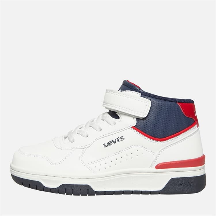 Levi's Kinderen Dereck Hi Top Sneakers Wit Marine Rood 0218