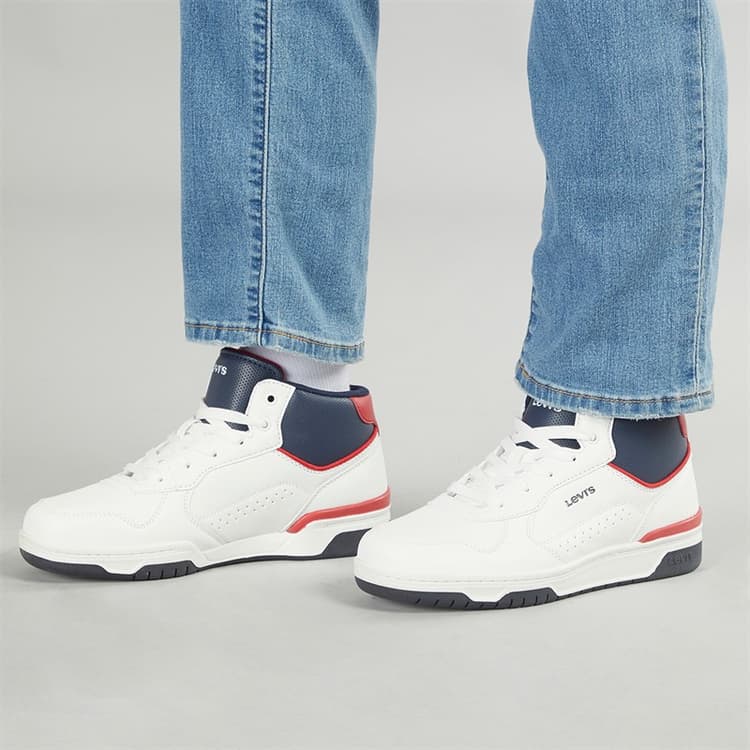 Levi's Junior Dereck Hi Top Sneakers Wit Marine Rood 0218