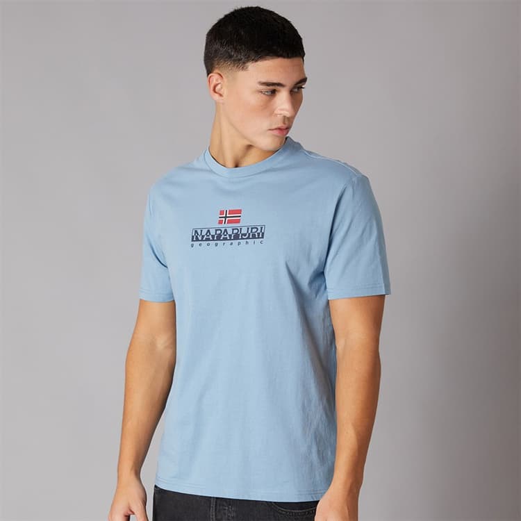 Napapijri Heren Sory Logo T-shirt Faded Denim