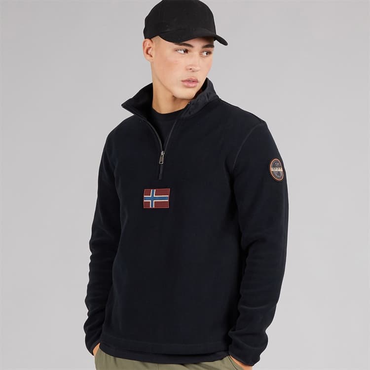 Napapijri Heren Tev Polar 1/2 Zip Sweatshirt Zwart