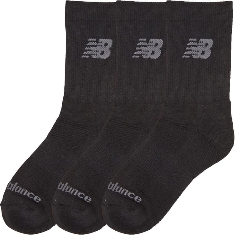 New Balance Junior Drie Pak Gewatteerde Crew Sokken Zwart