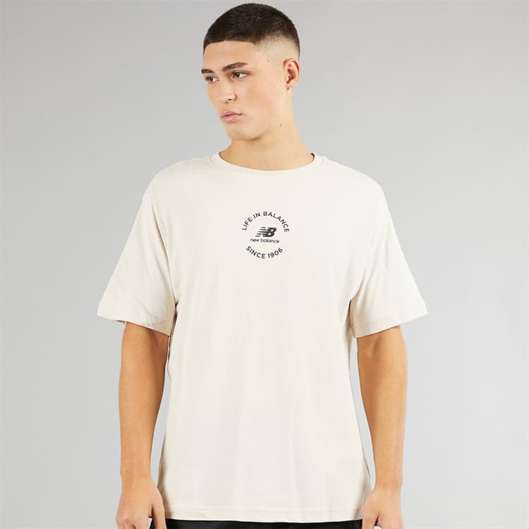 New Balance Heren Leven In Balans Oversized T-Shirt Moonbeam
