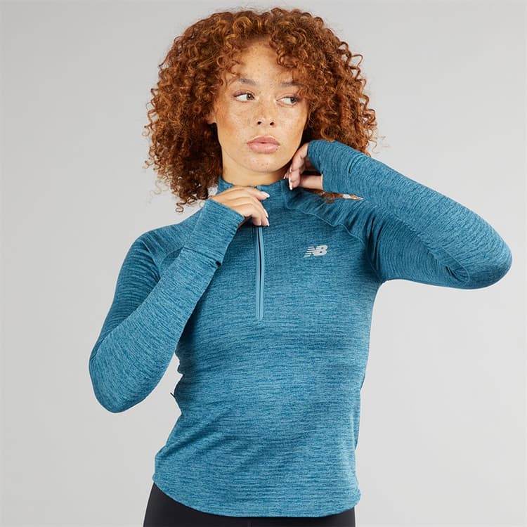 New Balance Dames Essentiële Hitte Grid 1/2 Ritssluiting Top Terrarium