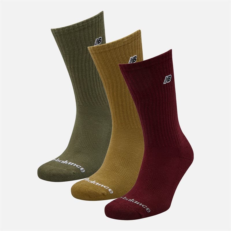 New Balance Zwarte Patch Logo Drie Pack Crew Sokken Bruin/Rood - Afbeelding 2