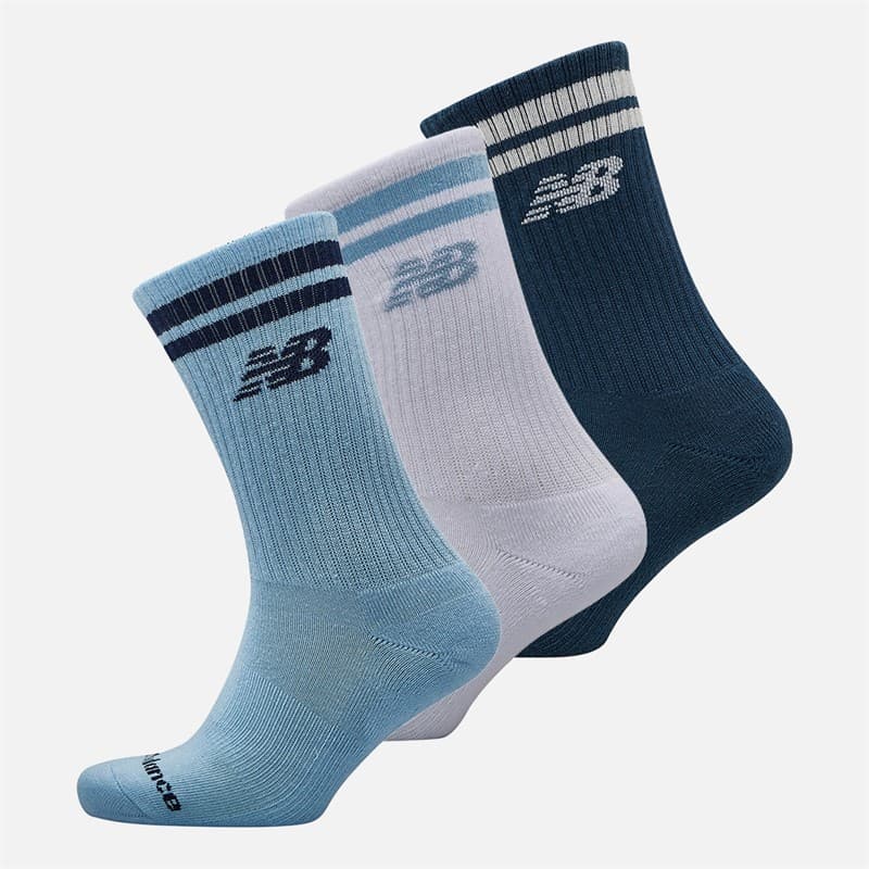 New Balance Elke Dag Streep Drie Pack Crew Sokken Wit/Blauw - Afbeelding 1
