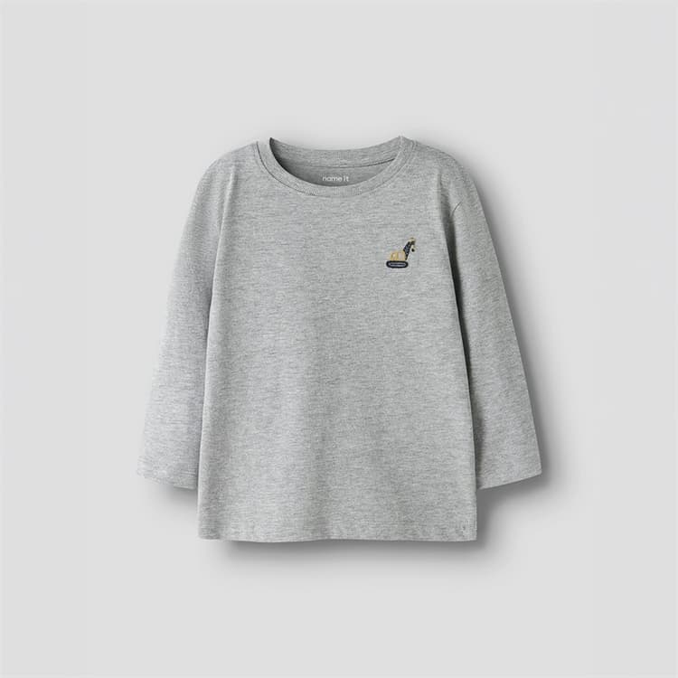 Name It Jongens Mini Vlag Graafmachine Lange Mouw T-shirt Grey Melange