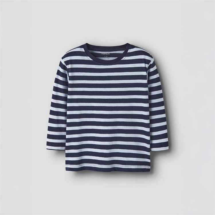 Name It Jongens Mini Vaksel Cloud Dancer Lange Mouw T-shirt Navy Blazer