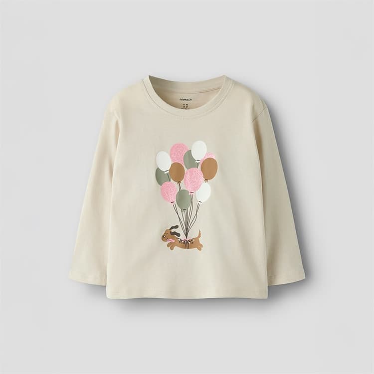 Name It Meisjes Velda Lange Mouwen T-Shirt Pumice Stone