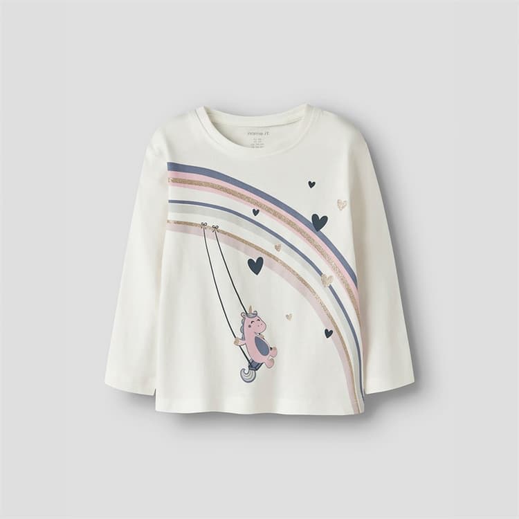 Name It Meisjes Valiane T-shirt met lange mouwen Cloud Dancer