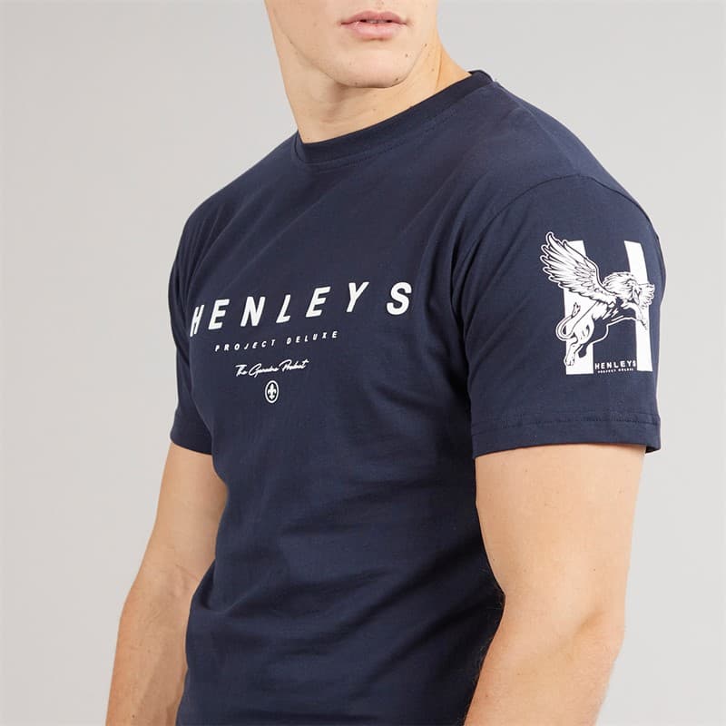 Henleys Heren Hentyme T-shirts Marine - Afbeelding 3