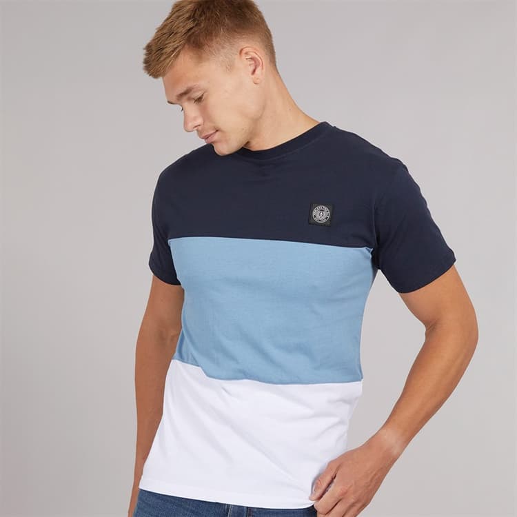 Henleys Heren Henpanel T-Shirt Marineblauw