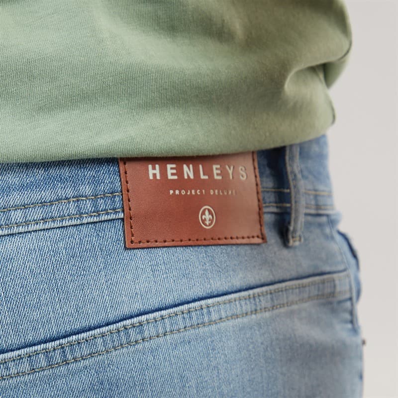 Henleys Heren Flex Denim Shorts Lichte Wassing - Afbeelding 3
