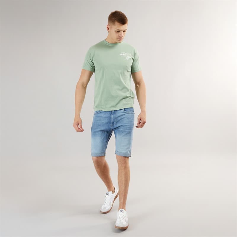 Henleys Heren Flex Denim Shorts Lichte Wassing - Afbeelding 4
