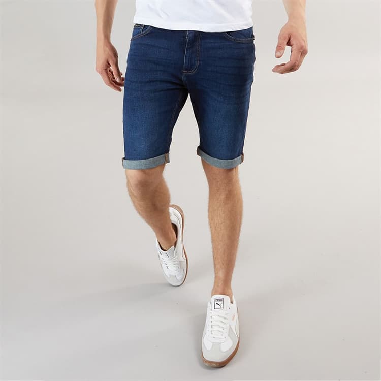 Henleys Heren Flex Denim Shorts Donkere Wassing