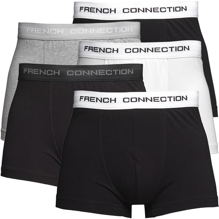 French Connection Heren Vijf Pack Boxer Trunks Zwart