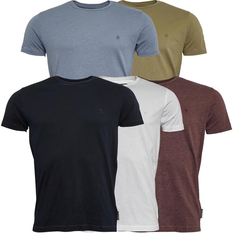 French Connection Heren T-shirts Gemeleerd Bordeauxrood