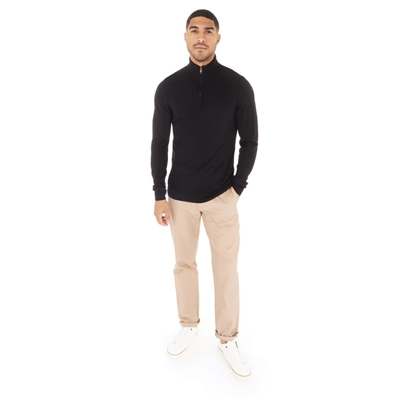 French Connection Heren French Connection  Cash 1/4 Zip Truien Zwart - Afbeelding 3