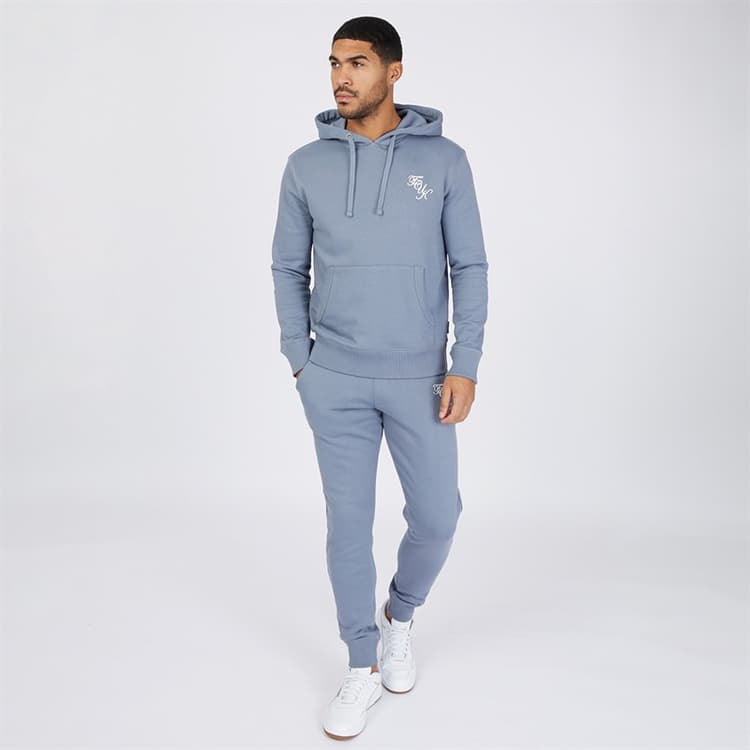 French Connection Herenscript Trainingspak Lichtblauw Melange/Wit
