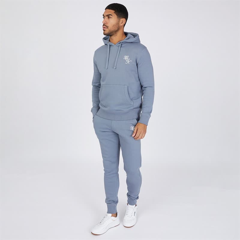 French Connection Herenscript Trainingspak Lichtblauw Melange/Wit - Afbeelding 4