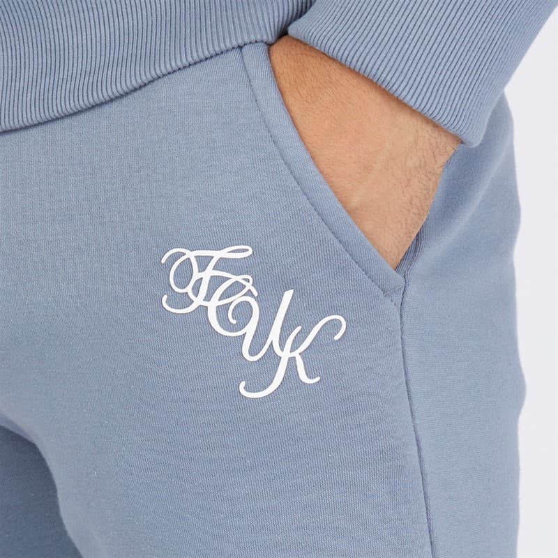 French Connection Herenscript Trainingspak Lichtblauw Melange/Wit - Afbeelding 5
