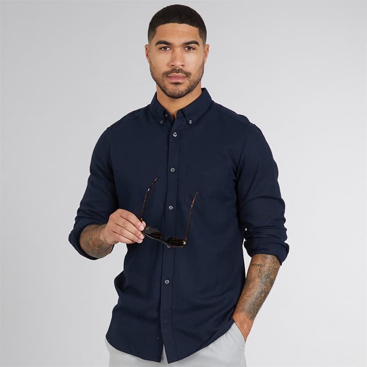 French Connection Heren Overhemden met lange mouwen Blauw