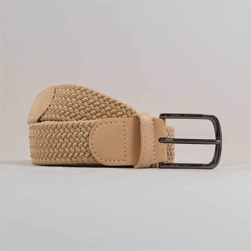 French Connection Heren geweven riem Steen/Steen leer - Afbeelding 1