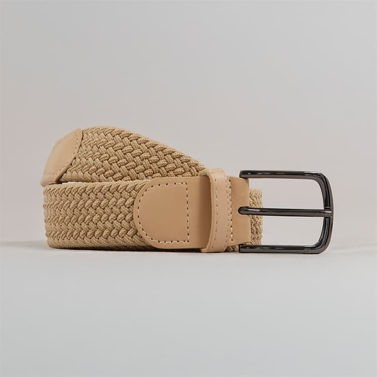 French Connection Heren geweven riem Steen/Steen leer