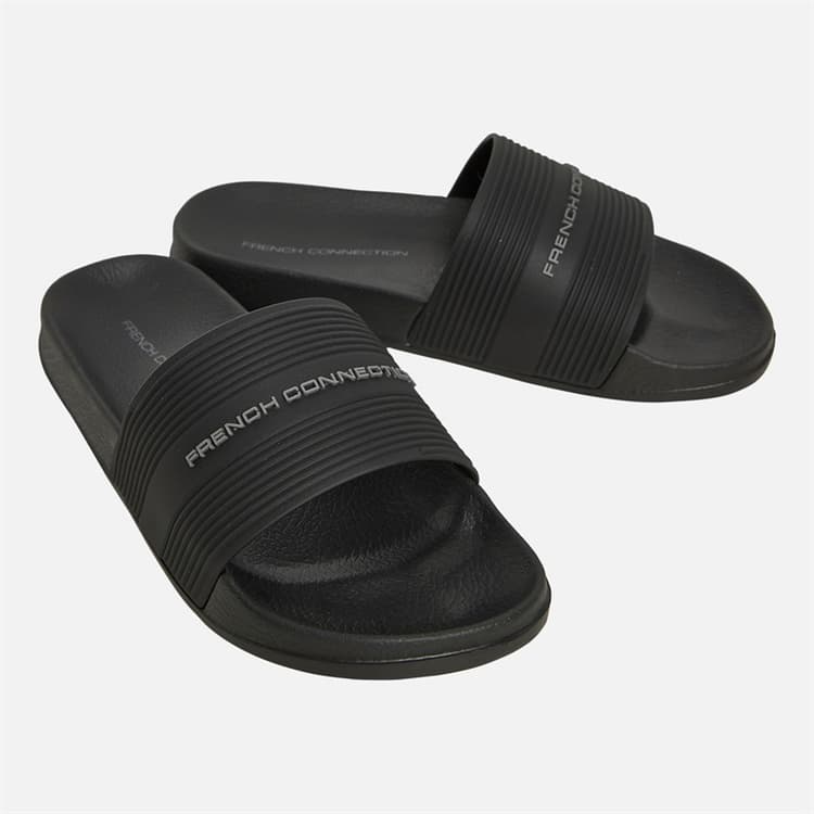 French Connection Slippers Jongens met bandjes Zwart