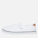 French Connection Heren FCUK Deck Instappers Canvas Sneakers Wit/Tan At Heel