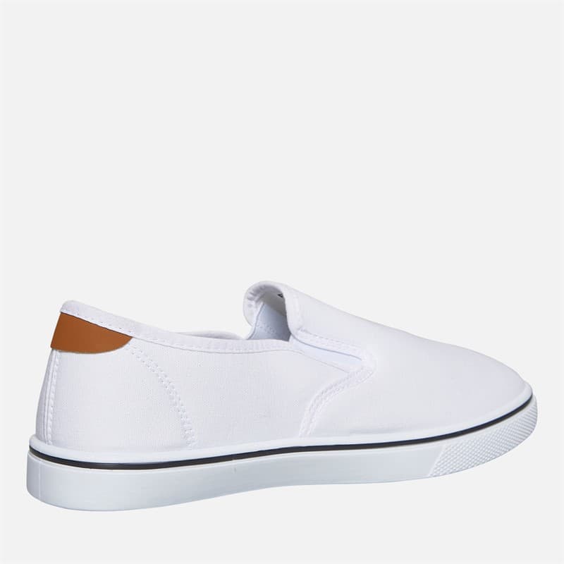French Connection Heren FCUK Deck Instappers Canvas Sneakers Wit/Tan At Heel - Afbeelding 5