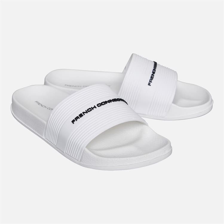 French Connection Jongens band slippers Wit/Black Logo
