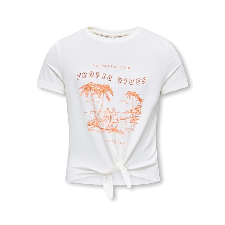 Only Meisjes Rita Shiny Knot T-shirts Wit