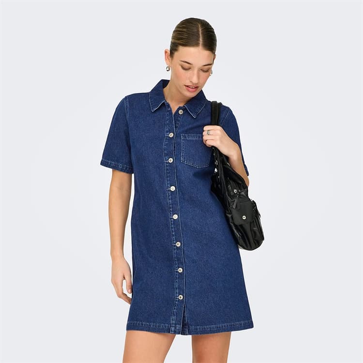 Only Dames denim jurk Dark Blue Denim