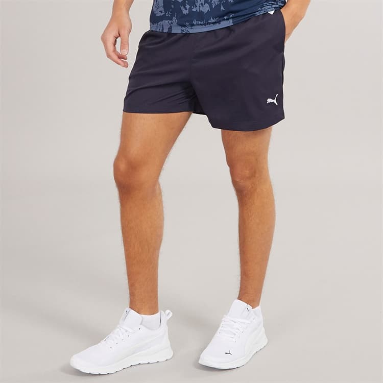 Puma Heren Essentials Klein Logo 5 Inch Geweven Shorts Nieuw Marineblauw