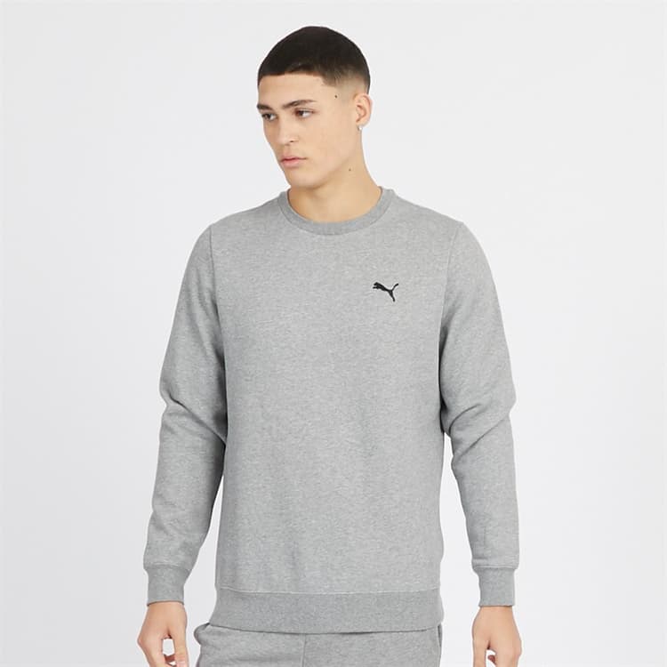 Puma Sweatshirt met klein logo Heren Medium Grijze Melange